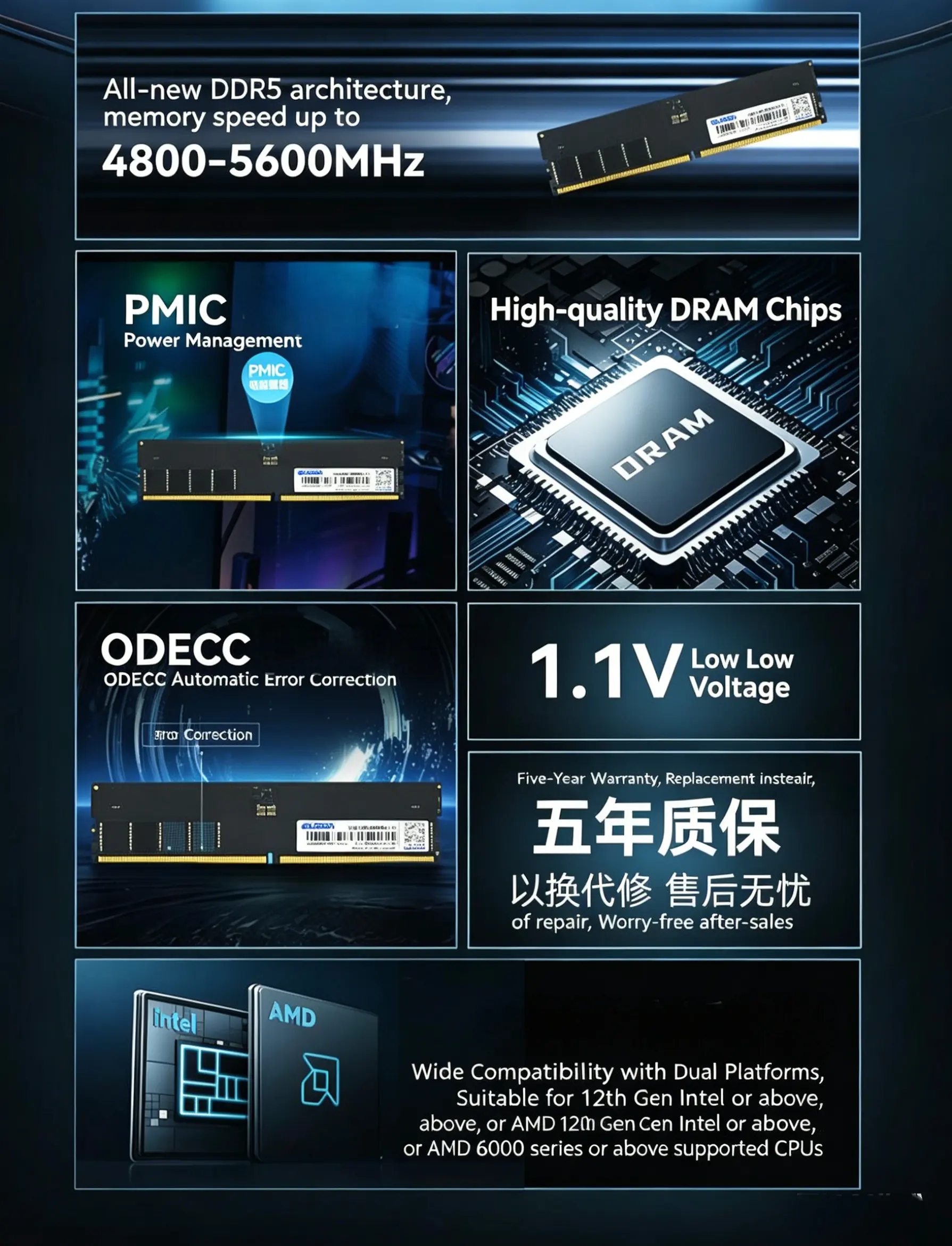 Desktop Memory 6000MHz 6400MHz Gaming RAM for PC Build